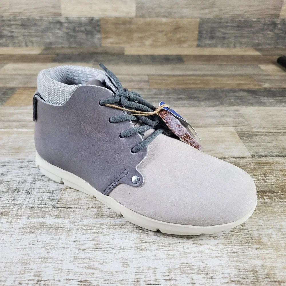 Birkenstock Estevan Womens Shoes Sz 5 Off-White Suede Lace Up Mid Top Round Toe